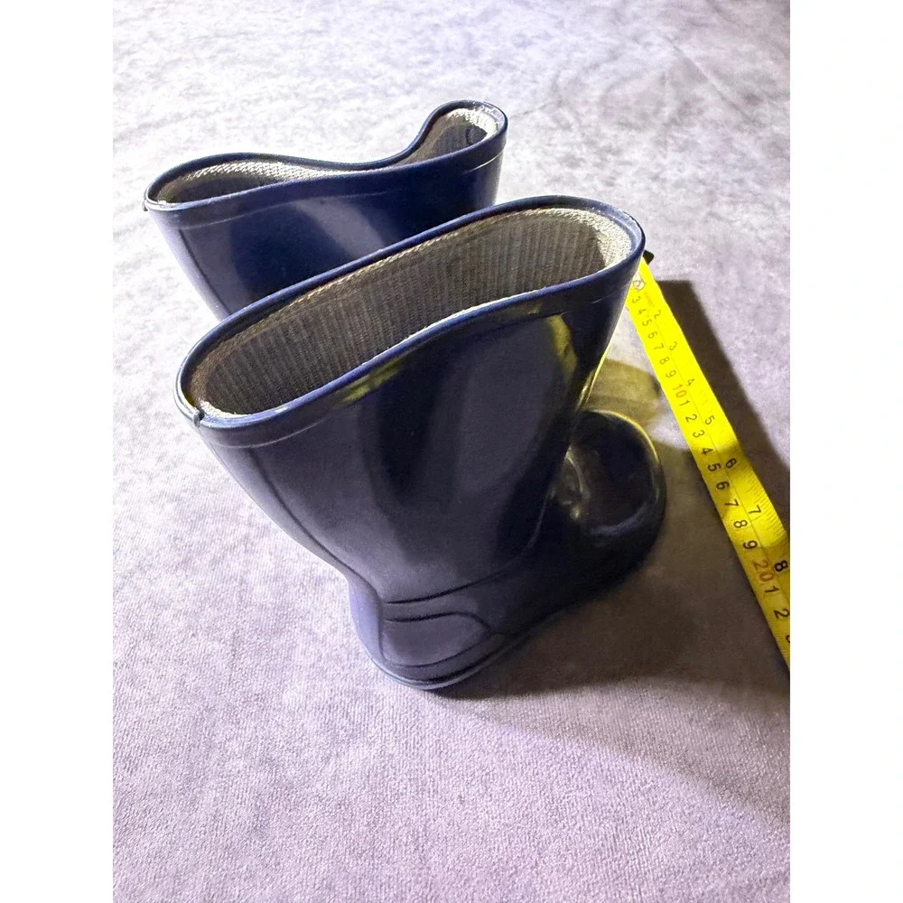Navy Blue Toddler Rubber Rain Boots Waterproof Mid Calf Size 5-6